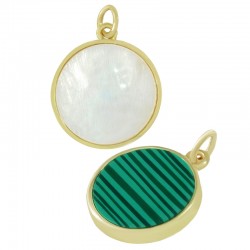 Brass Charm Round with Shell Base 12mm