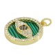 Brass Charm Round with Evil Eye Zircon & Shell Base 17mm