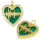 Brass Charm Heart with Heartbeat Zircon & Shell Base 18x19mm