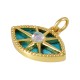 Brass Charm Evil Eye with Star Zircon & Shell Base 14x18mm
