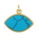 Brass Charm Evil Eye with Star Zircon & Shell Base 14x18mm
