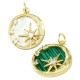 Brass Charm Round with Star Zircon & Shell Base 17mm
