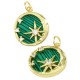 Breloque Ronde en Laiton avec Zircon Étoile et base en Coquillage 17 mm