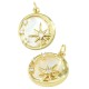 Brass Charm Round with Star Zircon & Shell Base 17mm