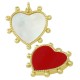 Brass Charm Heart with Beads & Shell Base 20x22mm