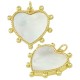 Brass Charm Heart with Beads & Shell Base 20x22mm