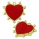 Brass Charm Heart with Beads & Shell Base 20x22mm