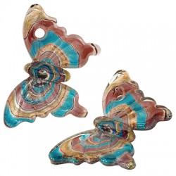 Pendentif en Verre de Style Murano Papillon 38 x 60 mm