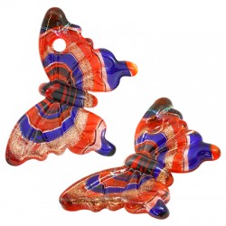 Pendentif en Verre de Style Murano Papillon 38 x 60 mm
