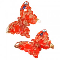 Pendentif en Verre de Style Murano Papillon 38 x 60 mm
