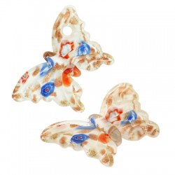Pendentif en Verre de Style Murano Papillon 38 x 60 mm