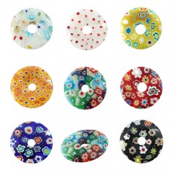 Pièce Ronde en Verre avec Fleurs 44 mm