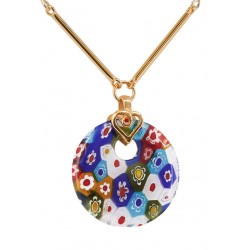 Pièce Ronde en Verre Millefiori avec Fleurs 25 mm