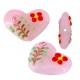 Perle en Verre en Forme de cœur avec Fleurs 30 mm Ø~1 mm
