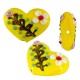 Glass Bead Heart with Flowers 30mm Ø~1mm