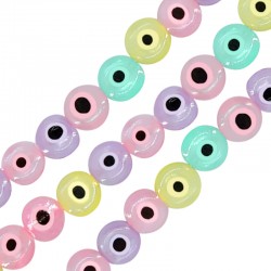 Perle en Verre de Style Murano Ronde avec œil Maléfique 8 mm Ø~0.7 mm (~48 Pièces)