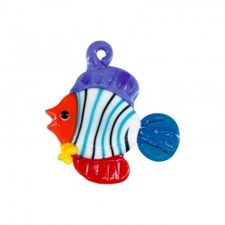 Murano Style Glass Pendant Fish Multicolored ~35x40mm