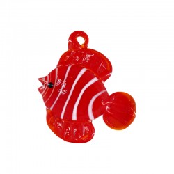 Pendentif en Verre de Murano Poisson Rouge ~35X40Mm
