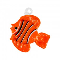 Pendentif en Verre de Murano Poisson Orange ~35X40Mm
