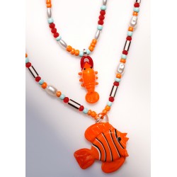 Pendentif en Verre de Style Murano Homard ~10X35Mm