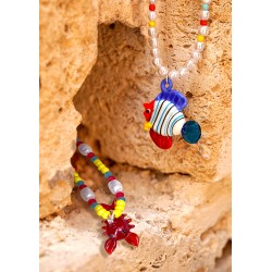 Pendentif en Verre de Murano en Forme de Homard ~16X30Mm