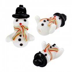 Pendentif en Verre de Style Murano Bonhomme de Neige ~17X25Mm/ 12mm