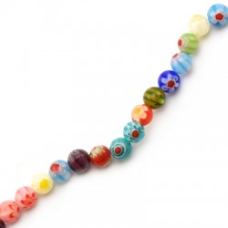 Γυάλινη Millefiori Χάντρα Στρογγυλή 6mm (65τμχ)