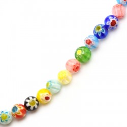 Perle en Verre Millefiori Ronde 8 mm (48 Pièces)