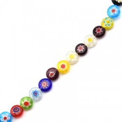 Perle en Verre Millefiori Plate Ronde 8 mm (48 Pièces)