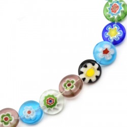 Perline di Vetro Millefiori Piatte Rotonde 12 mm (32 Pezzi)
