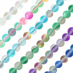 Perle Spectrolite Ronde mate 6 mm Ø 0.5 mm (~60 Pièces)