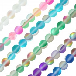 Perle Spectrolite Ronde mate 8 mm Ø0.5 mm (~45 Pièces)
