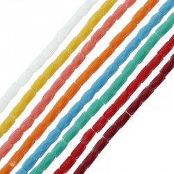 Perle de Verre tube Facettée 3x6 mm Ø0.4 mm (~80 Pièces/Cordon)
