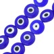 Glass Bead Round Flat with Evil Eye 10mm Ø1mm (~38pcs)