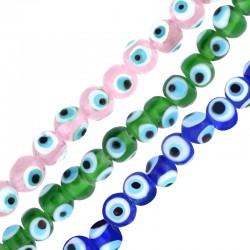 Glass Bead Round Evil Eye 8mm Ø2.2mm (38pcs/str)
