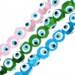 Perle de Verre Ronde œil Maléfique 10 mm Ø 2.2 mm (30 Pièces)