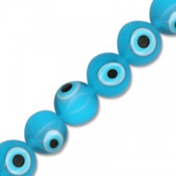 Γυάλινη Χάντρα Μάτι Στρογγυλή 8mm Ø~0.6mm (~50τμχ)