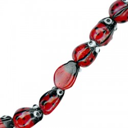 Passante in Vetro Coccinella 10x13mm (20pz/filo)