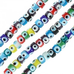 Entrepieza de Vidrio con Ojos 6x8mm (Ø1.6mm) (~40pcs/tira)