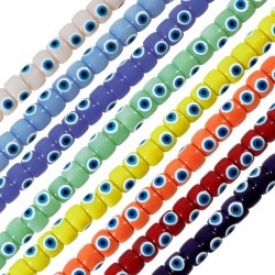 Distanziale in Vetro con Occhio Malvagio 8x6 mm Ø ~1 mm (~64 Pezzi)
