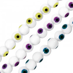 Perle de Verre Ronde avec œil Maléfique 6 mm Ø~1 mm (~63 Pièces)
