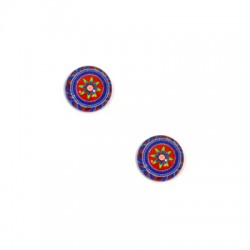 Cabochon en Verre à dos plat rond Mandala 12 mm