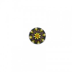 Cabochon en Verre à dos plat rond Mandala 15 mm