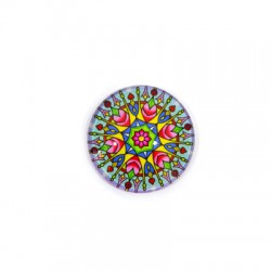 Cabochon en Verre à dos plat rond Mandala 30 mm