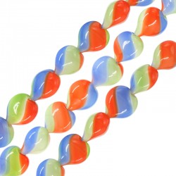 Cuenta de Vidrio Corazón Multicolor 20 x 22 mm Ø ~ 2,5 mm (~20 Unidades)