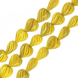 Φυσητό Γυαλί Χάντρα Καρδιά Κίτρινη 20x22mm Ø~2.5mm (~20τμχ)