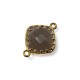 Brass Square Setting with Glass Stone 13x18 mm with 2 Rings