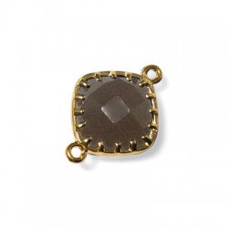 Monture Carrée en Laiton avec Pierre en Verre 13 x 18 mm et 2 Anneaux