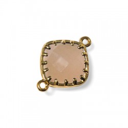 Monture Carrée en Laiton avec Pierre en Verre 13 x 18 mm et 2 Anneaux
