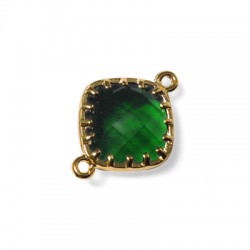 Monture Carrée en Laiton avec Pierre en Verre 13 x 18 mm et 2 Anneaux